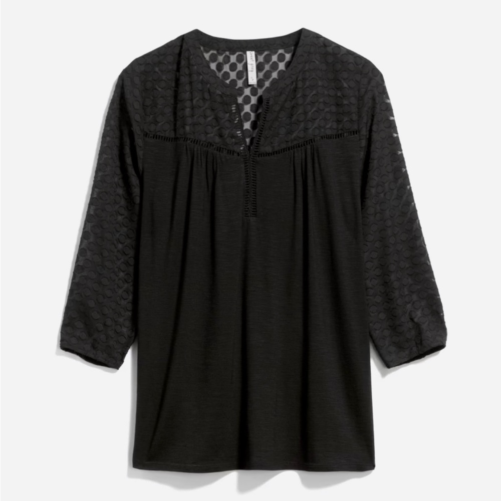 Sweet Grey McCarthy Woven Sleeve Knit Top